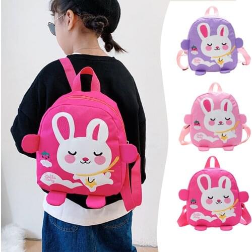 Kawaii Cartoon Animal Childrens Backpack Kindergarten Rabbit Pattern School Bag Travel Zipper Bunny Backpacks Mochila Infantil