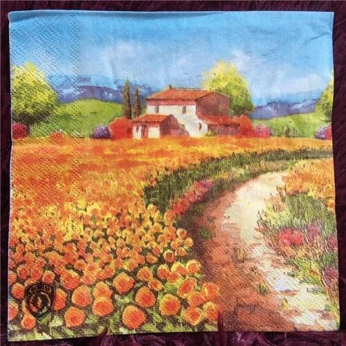 Napkin paper tissue oils craft pattern romantic sunflower garden handerchief decoupage wedding christmas birthday party cafe mat