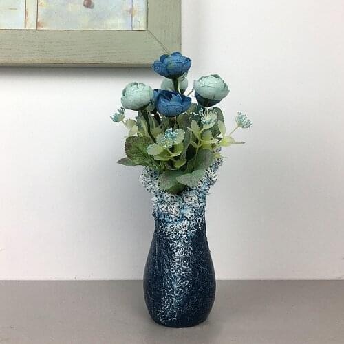 Modern Flower Arrangement Vase Creative Resin Wavy Vase Ocean Waves Ornament for Desktop Living Room Home Decoration Accessories