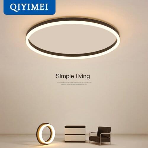 Modern Led Acrylic Chandeliers For Bedroom Round Simple Indoor Lamp Lighting Fixtures Luminaria White Black Gold Color Lights