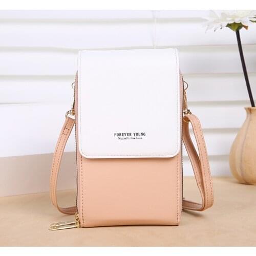 Contrast Color PU Leather Crossbody Bags For Women Travel Mini Handbag Fashion Simple Shoulder Bag Ladies Phone Bag Card Purse