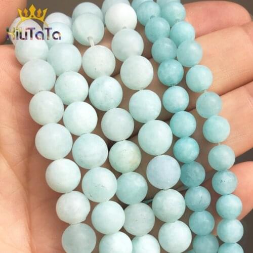 Natural Jades Stone Beads Light Blue Matte Round Loose Spacer Beads For Jewelry Making DIY Bracelet Necklace Pick Size 6/8/10mm