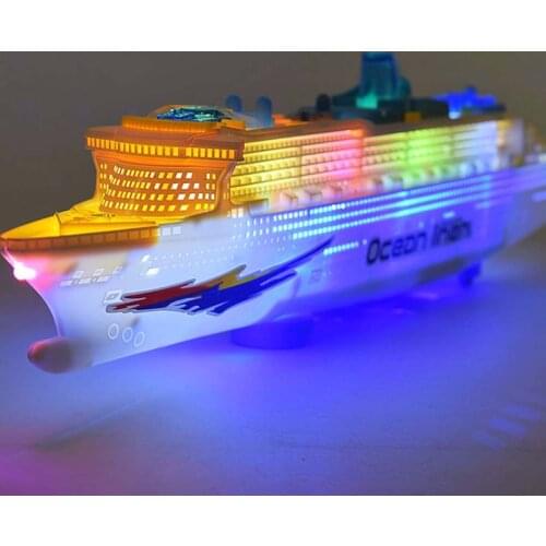 Light Music Universal Ocean Liner Ship Model Flashing Sound Electric Cruises Toys for Children Automatic Steering Kids Boat Toy