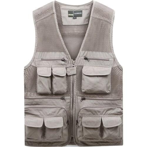 Spring Summer Casual Men Army Green Mesh Patchwork Sleevelesse Vest Coat , Autumn 3XL Photography Cardigan Vests Coat For Men