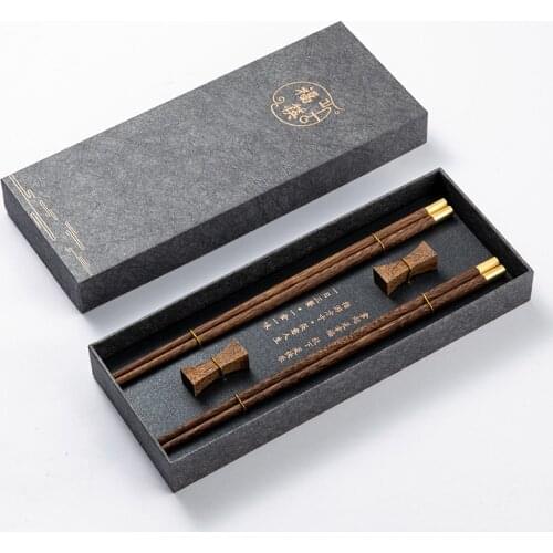 High Quality Premium Natural Red SandalWood Chopsticks Gift Box Packaging Household Cutlery Tableware Set Chinese Chopsticks