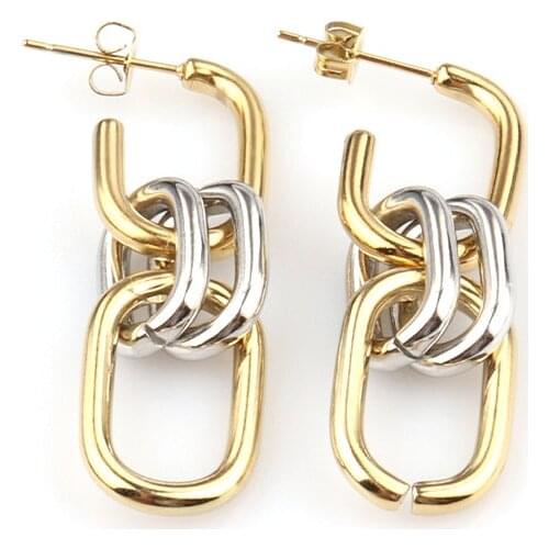 Jewelry For Women Stainless Steel Earrings Long Chain Earrings For Women Geometric Unusual Earrings Trend Drop Earring Jewelry