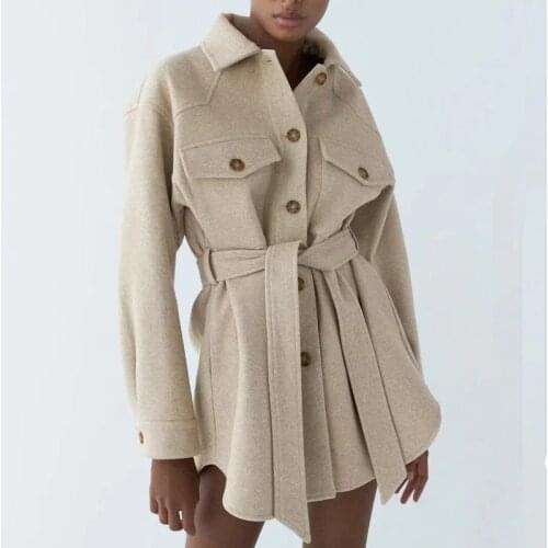 Winter Off White Wool Blends Overcoat Female Long Woolen With Belt Trench Coat Jacket Women Thick Warm Autumn Outerwear Clothes