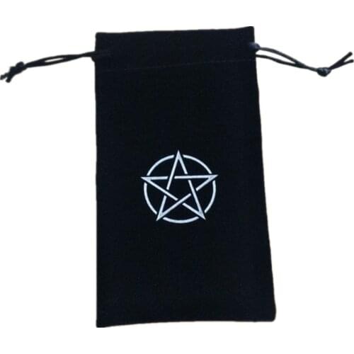 1pcs Velvet Pentagram Tarot Storage Bag Board Game Cards Embroidery Drawstring Package Witchcraft Supplies for Altar Tarot Box