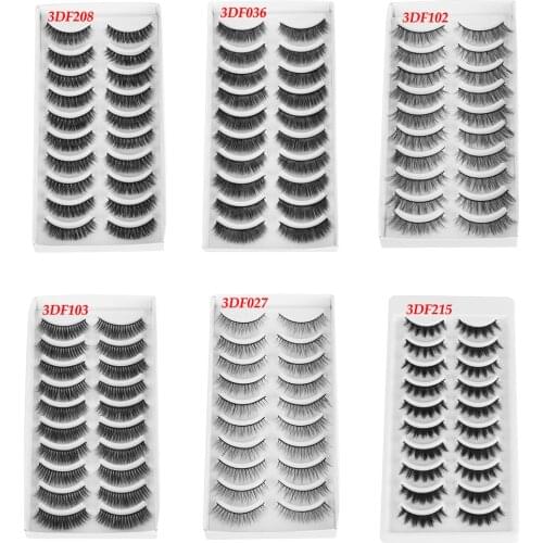 10 Pairs 3D Mink Hair False Eyelashes Natural Long Wispy Lashes Crisscross Eye Makeup Lashes Handmade 100% Cruelty-free Lashes