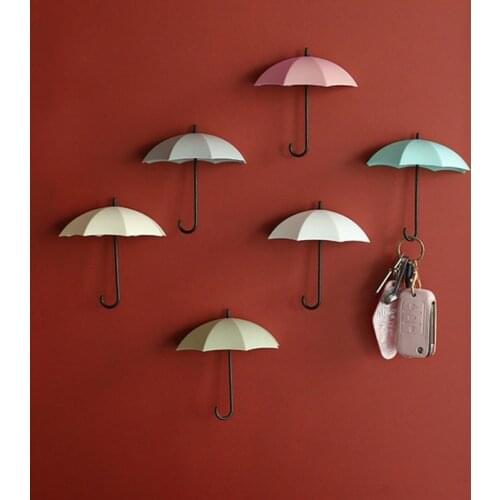 3pcs/set Punch-free Umbrella Hook Self-adhesive Hook Wall Door Clothing Hanger Key Debris Hook Bathroom Kitchen Sticky Rack