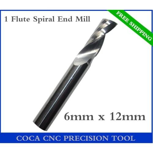 6mm*12mm,Freeshipping CNC Solid carbide woodworking insert router bit,Tungsten end mill,1 Flute milling cutter,MDF,PVC,Acrylic