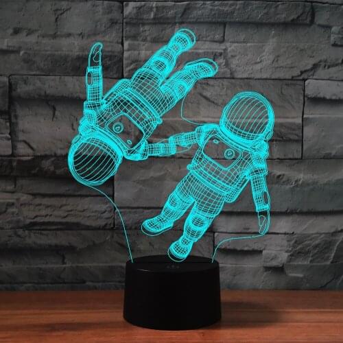 Astronaut 7 Colors 3D Table Lamp USB Remote Control Touch Acrylic Night Lights for Babyi Sleep Lighting Home Decor Kids Gift