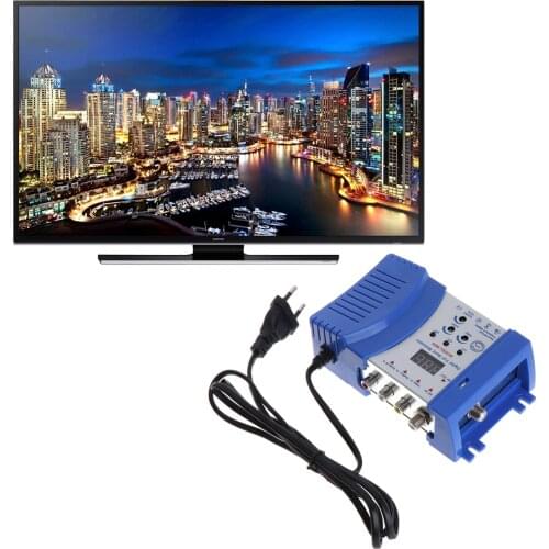 Auto RF Modulator Audio Video TV Converter RHF UHF Signal Amplifier US/EU Plug