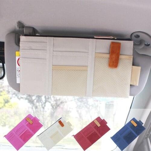 Car Sun Visor Organizer Multi-Pocket Net Zipper Storage Pocket Auto Interior Pocket Organizer Truck Sunshade Storage Holder