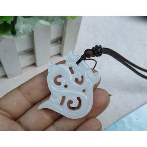 Afghan white jades openwork Pendant with thousands of bones hot jades pendant with antique Dragon Necklace and lucky accessories