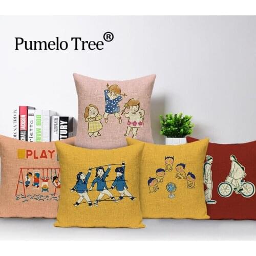 Color Cartoon Cushion Cover Yellow Cushions Decor Farmhouse Home Decoration Bed Child Custom 45*45 Throw Pillow For Chair Car