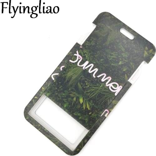Green Leaves Plant Summer Card ID Holder Bag Student Women Travel Card Cover Badge Gifts Accessories Work Name Card Holder Gifts