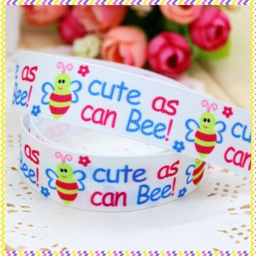 DHK 7/8'' 5yards bee printed grosgrain ribbon headwear hair bow diy party decoration OEM Wholesale 22mm C845