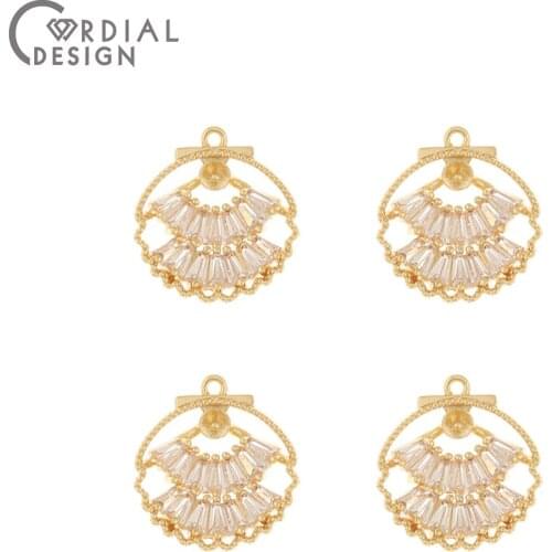 Cordial Design 10Pcs 15*16MM Jewelry Accessories/CZ Pendant/Earrings Making/Genuine Gold Plating/Hand Made/DIY Jewelry Charms