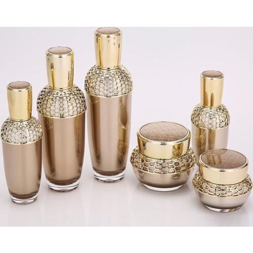 30g 50g 30ml 60ml 120ml Luxury Honeycomb Gold Acrylic Cream new Palace Empty Cosmetic Container Jar Lotion Vacuum Pump Bottle