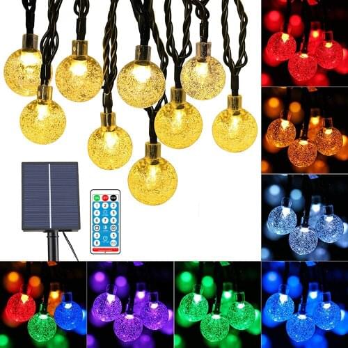 Solar Crystal Ball String Lights Waterproof Crystal Ball Globe Lights Outdoor Solar String Lights for Garden Yard Christmas