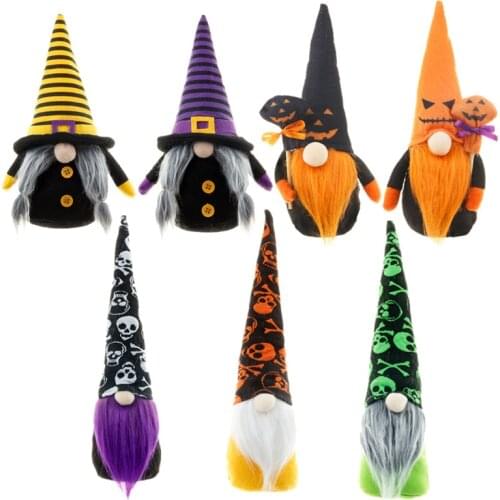 Halloween Gnomes Plush Decor Handmade Tomte Swedish Gnome Nisse Scandinavian Elf Ornaments Witch Spider Table Decorations Gifts