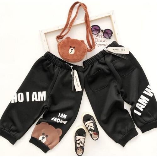 Tonytaobaby Air Cotton Black Bear Pants for Boys and Girls In Autumn and Winter Kids Clothes Fall Clothes for Kids
