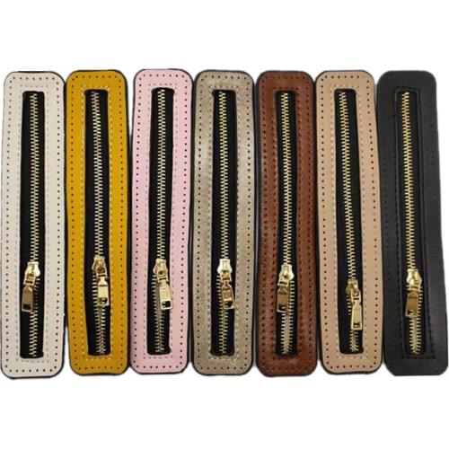 Custom DIY Woven Bag Hardware PU Leather Metal Zipper Sewing Accessories Woven Bag Zipper High Quality Bag Parts Accessory