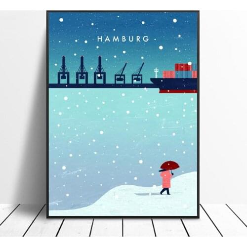 Hamburg in winter Canvas Painting Wall Art Pictures prints home decor Wall poster decoration for living room