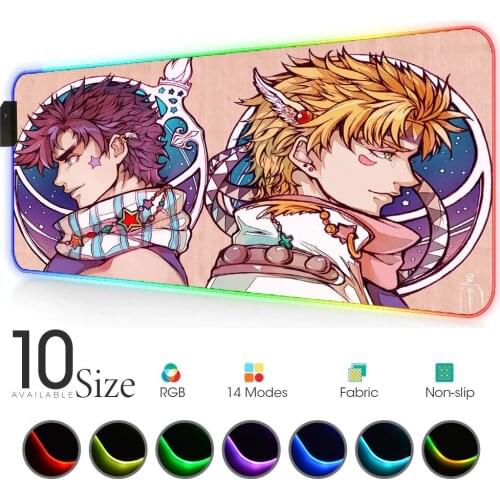 Jojo Carpet Anime LED Mouse Pad with Backlight Gloway Carpet Mouse Xxl Rgb Computer Mat Gaming Table Game Accessories Pc Pads