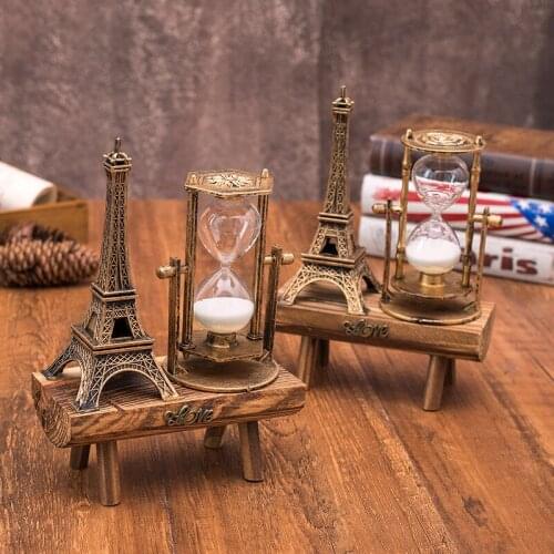 Creative Retro Iron Tower Sand Hourglass Ornaments Home Decor Ornaments Europe Models Gifts Furnishing Articles Decorations Home