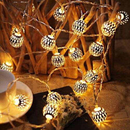 Moroccan String Light 10/20LED Globe Hanging Lights Multicolor Moroccan Lamp Outdoor Indoor Patio Garden Christmas Party Decor