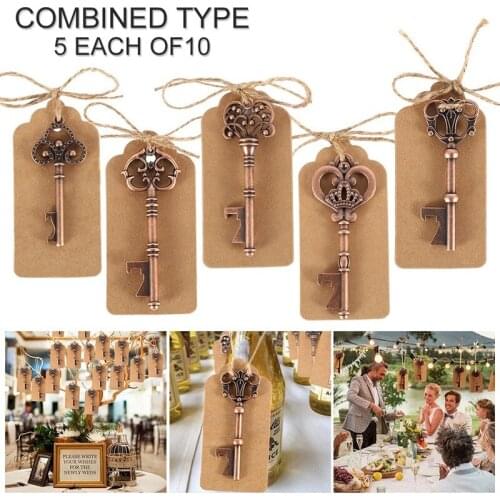 50Pcs Metal Key Beer Bottle Opener Set Wine Keychain Souvenir Decor Wedding Party Favor Supplies Key Bottle Opener with Tag