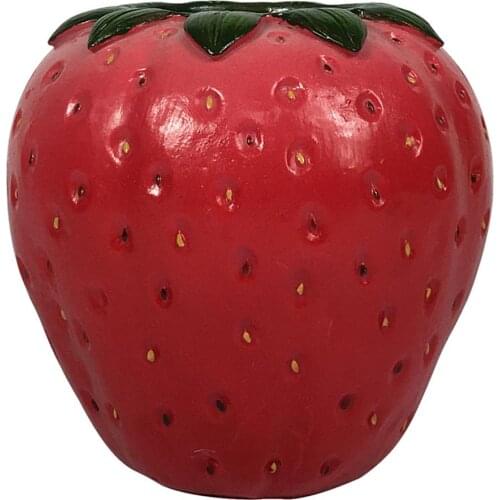 Handmade Cute Strawberry Desktop Vase Decor Unique Resin Plant Pot Home Office Strawberry Shape Decor Flower Pot Bonsai Planter