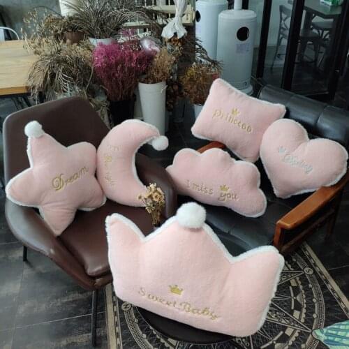 Lovely Sky Series Pillow Moon Star Clouds Crown Plush Toys Soft Cushion Sofa Pillow Bed Decoration Kawaii Birthday Gift For Girl