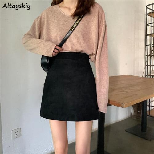 Mini Skirt Women Sexy Solid High Waist Ulzzang Feminino Students All-match Popular Stylish Daily Elegant Tees Party Preppy Fall