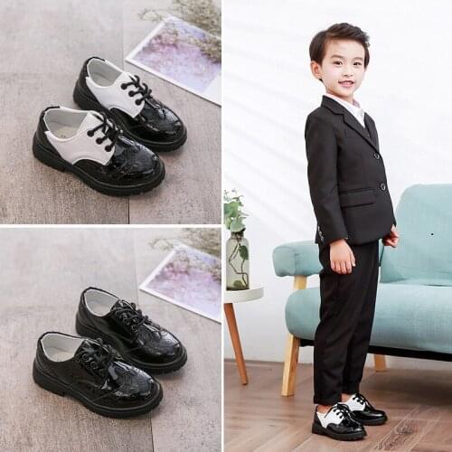 Children Genuine Leather Wedding Dress Shoes For Girls Boys Kids Black School Performance Formal Flat Loafer Moccasins Shoes New