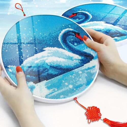 2PCS 5D DIY Diamond Painting Tassels Pendant Round Drills Swan Painting Diamond embroidery Wall Decoration Cross Stitch Kits