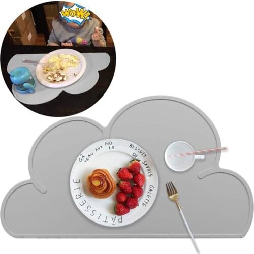 Non Slip Kids Plate Mat Cloud Shape Placemat Food Grade Silicone Table Pad Waterproof Heat Insulation Kitchen gadget Easy Clean