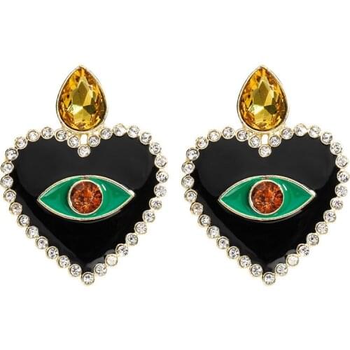 Novelty Design Metal Heart Eyes Charm Women Dangle Earrings Jewelry Fashion Ladys Party Statement Earrings Accessories