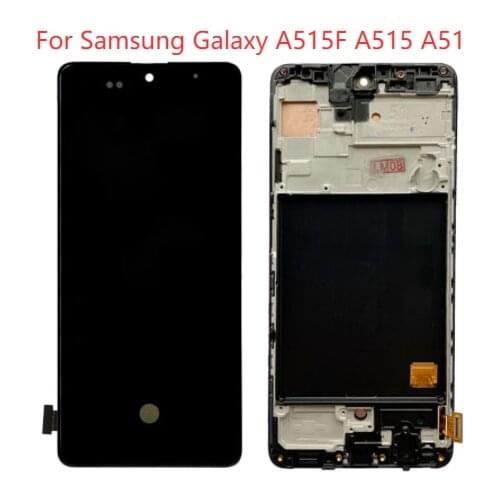 Original A515F LCD Super Amoled For Samsung Galaxy A51 Display With Frame SM-A515F LCD Touch Screen Digitizer Panel Assembly