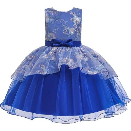 1 2 3 4 5 Year Flower Girl Dresses Tulle Bow Appliqued Pageant Dresses For Girls First Communion Dresses Kids Prom Dresses