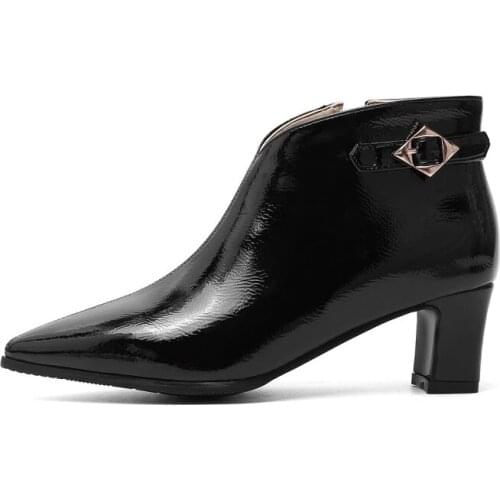 Plus Size 10 11 boots women shoes ankle boots for women ladies boots shoes woman winter Pointed end belt buckle side zipper