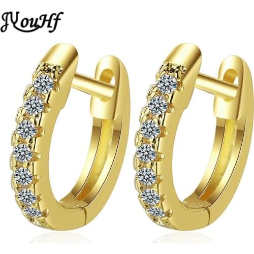 JYouHF Classic Gold Silver Color Hoop Earrings Simple Single Row Cubic Zircon Earrings Women Fashion Jewelry Gift Accessories
