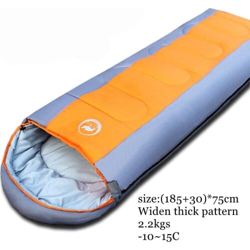 2.2kgs Adult outdoor camping sleeping bag envelope pattern with cap thick filling cotton light easy carry keep warm sleeping bag