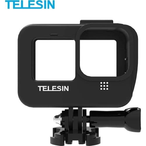 TELESIN Vlog Frame Housing Case Mount Bracket With Cold Shoe Battery Side Cover Hole for GoPro Hero 9 Black Camera Accessories