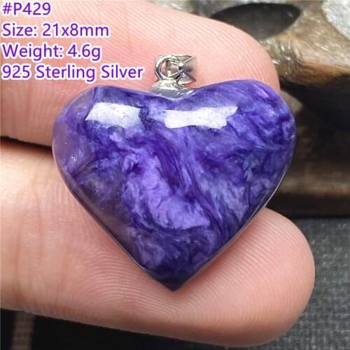 Top Natural Purple Charoite Necklace Pendant Jewelry For Women Man Crystal Heart Love Luck Beads Stone Silver Chains Gemstone