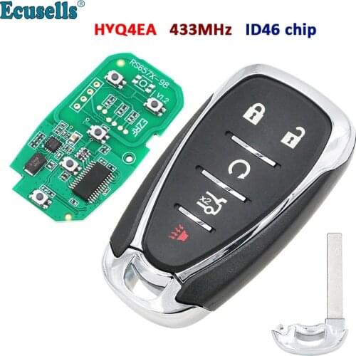 Smart 4+1/5 Button Remote Key Fob 433MHz with ID46 Chip for Chevrolet Camaro Equinox Cruze Malibu Spark HYQ4EA