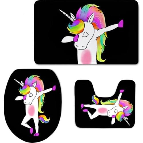 Hip Hop Cartoon Style Home Decor Toilet Seat Cover Carpet 3 PCS Set WC Bathroom Waterproof Non Slip Resistance Carpets