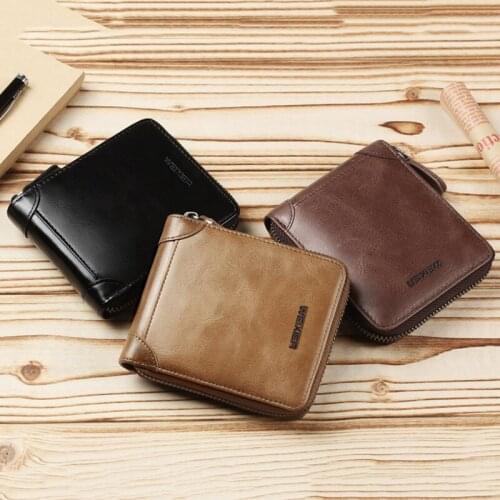 Vintage Zipper Wallet Men PU Leather Clutch Change Purse Bank Credit ID Card Holders Coin Pouch Pocket Case Cover Bag XB480